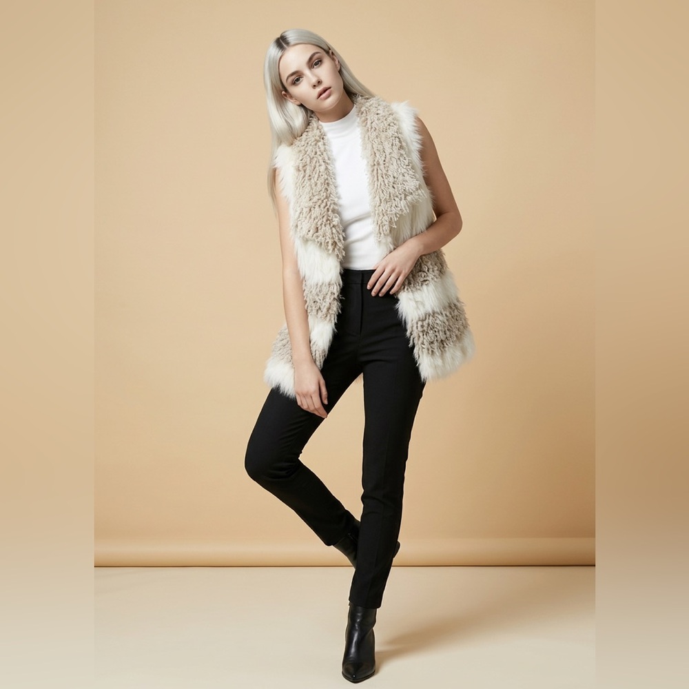 H&M Faux Fur Sherpa Sleeveless Vest Jacket